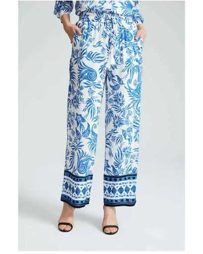 GUSTO Printed Viscose Trousers - Blue