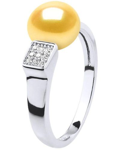 Diadema Ring Verstelbare Zoetwater Parel Sieraden 9-10mm Golden 925 - Metallic