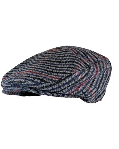 Sock Snob Traditional Checked Tweed Flat Cap - Blue
