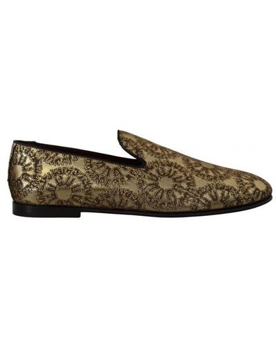 Dolce & Gabbana Jacquard Flats Loafers Shoes - Metallic