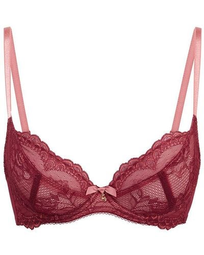 Gossard Superboost Lace Non Padded Plunge Bra - Cranberry/raspberry Sorbet Polyamide - Red