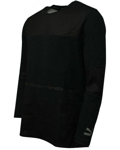 PUMA Evo Bball Dry Cell Long Sleeve Tee Top Black Mesh 571643 01 A8c Textile