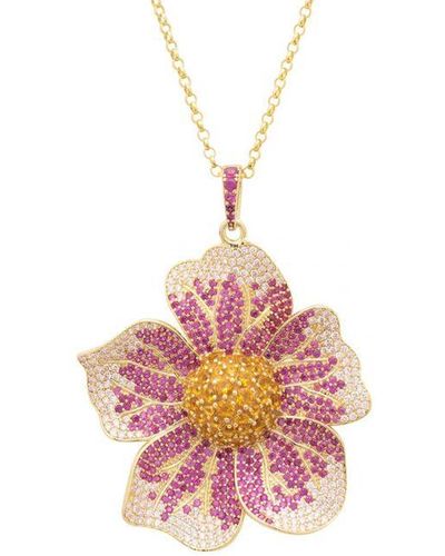 LÁTELITA London Pansy Flower Necklace Sterling - Pink