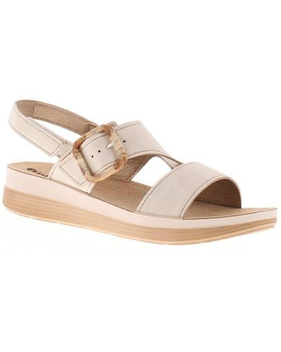 Inblu Wedge Sandals Inply Touch Fastening Stone - White