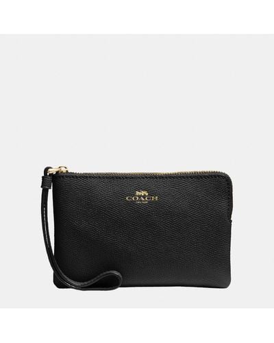 COACH Crossgrain Leather Corner Zip Bag - Black