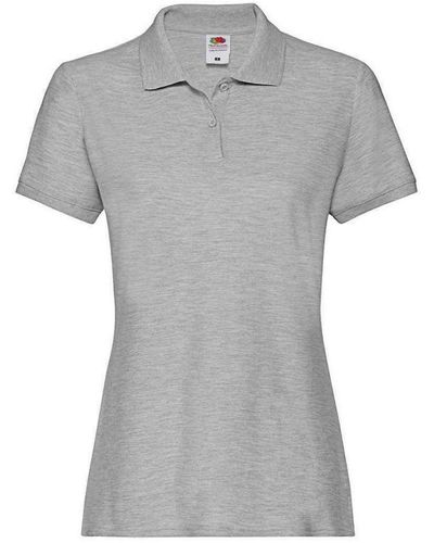 Fruit Of The Loom Ladies Premium Cotton Pique Lady Fit Polo Shirt (Athletic Heather) - Grey
