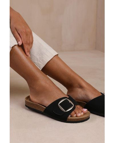 Where's That From Wheres 'Sequoia' Flat Single Strap Sandals - Brown