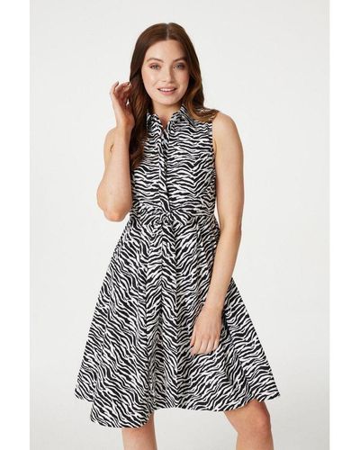 Izabel London Multi Printed Sleeveless Shirt Dress - Multicolour