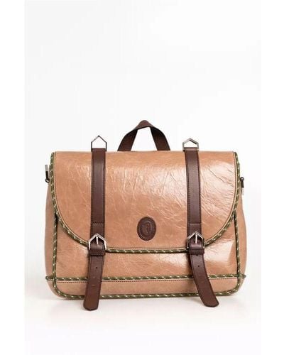 Trussardi Beige Leather Briefcase - Pink