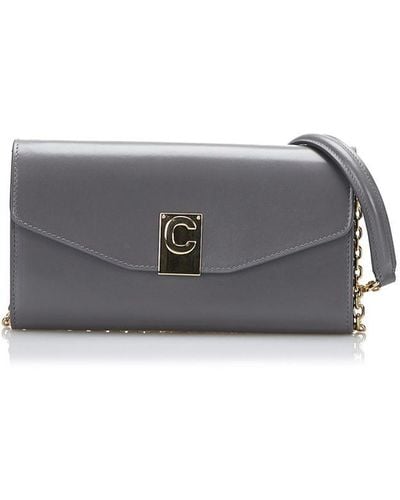 Celine Vintage C Bag Wallet On Chain Grey Calf Leather