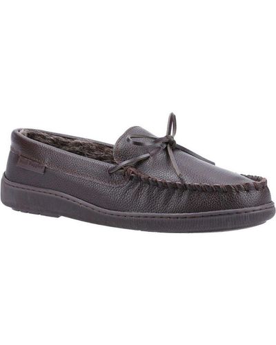 Hush Puppies Ace Leather Slippers - Grey