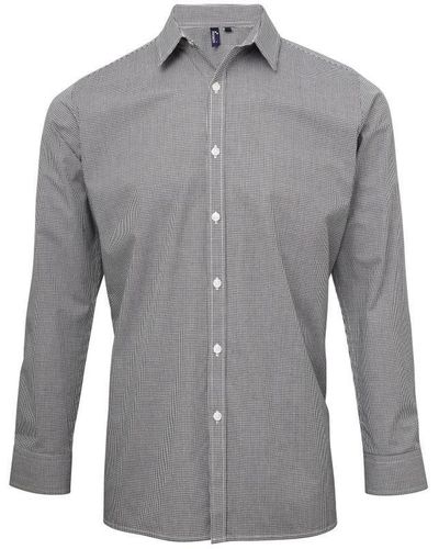 PREMIER Microcheck Long Sleeve Shirt (/) Cotton - Grey