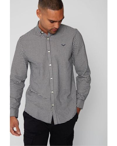 Threadbare Black 'luca' Cotton Long Sleeve Check Shirt - Grey