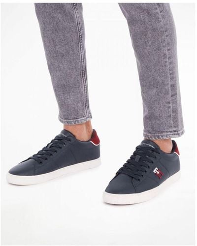 Tommy Hilfiger Core Corporate Leather Sneakers - Blauw