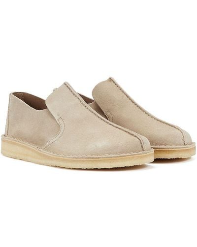 Clarks Desert Mosier Sand Suede Shoes - White