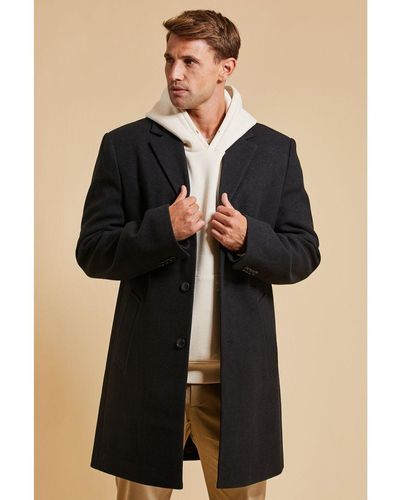 Threadbare Black 'crooked' Single Breasted Tailored Coat