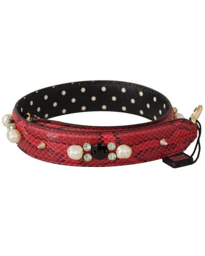 Dolce & Gabbana Reversible Leather Shoulder Strap With Crystals - Red