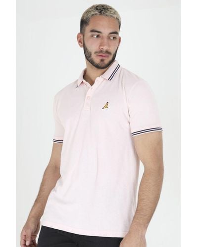 Brave Soul 'Kanoh' Short Sleeve Pique Polo Shirt With Contrast Tipping Cotton - White