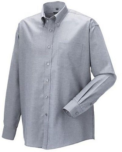 Russell Collection Long Sleeve Easy Care Oxford Shirt () - Grey