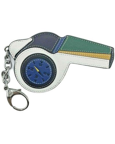 MCM Witte/groen Leer Zwart Visetos Whistle Charm Key Ring Mzz9amm08wt001 - Blauw