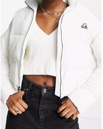 Quiksilver Cropped Puffer Jacket In White