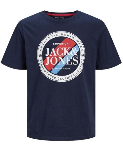 Jack & Jones Crew Neck Logo T-Shirts - Blue