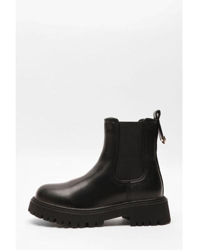 Quiz Faux Leather Chelsea Boots - Black