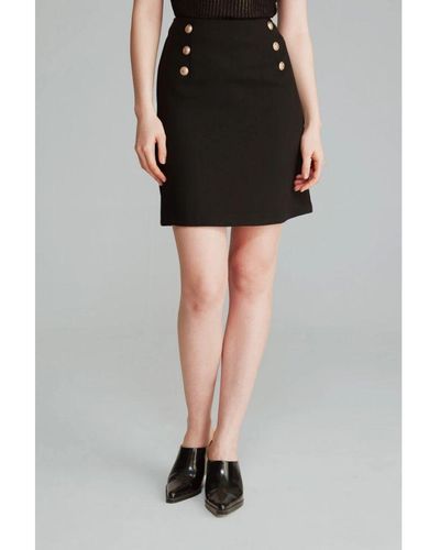 GUSTO Mini Skirt With Buttons - Black