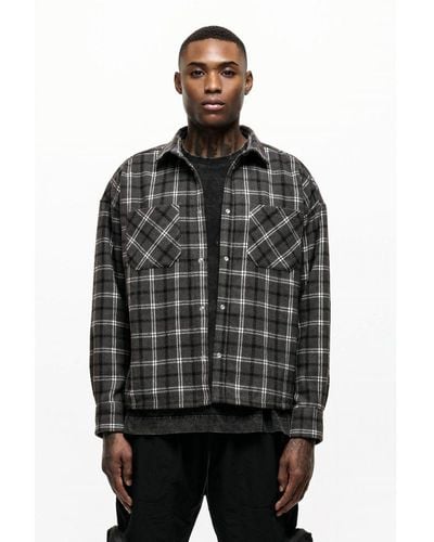 Good For Nothing Wool Blend Check Overshirt - Black