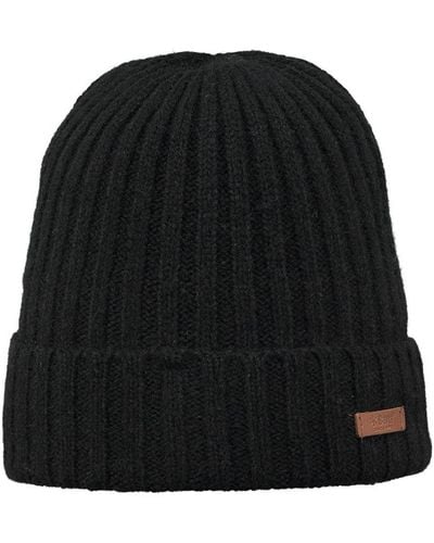 Barts Haakon Turnup Warn Soft Knitted Walking Beanie Hat Wool - Black