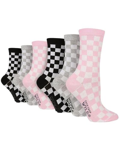 Wildfeet 6 Pack Ladies Fun Design Socks - Pink