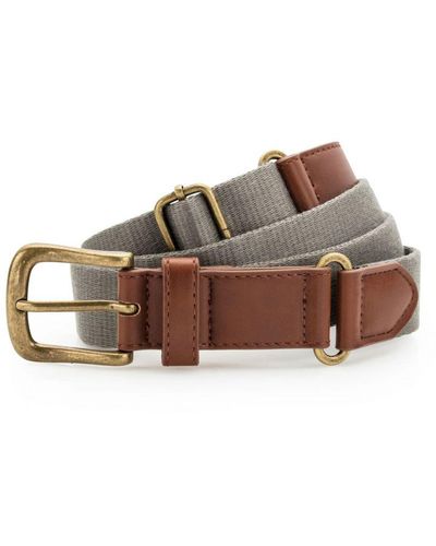 Asquith & Fox Faux Leather And Canvas Belt (Slate) - Brown