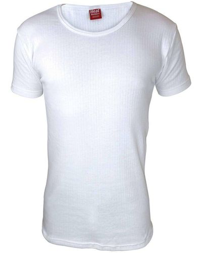 Heat Holders Cotton Thermal Underwear Short Sleeve T Shirt Vest - White