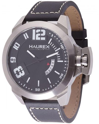 Haurex Italy Storm Dial Watch Leather - Metallic