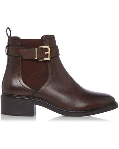 Dune London, Pap Buckle Trim Ankle Boots, Flat Ankle Boots