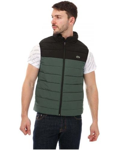 Lacoste Men's Padded Water-resistant Vest In Black Green - Groen