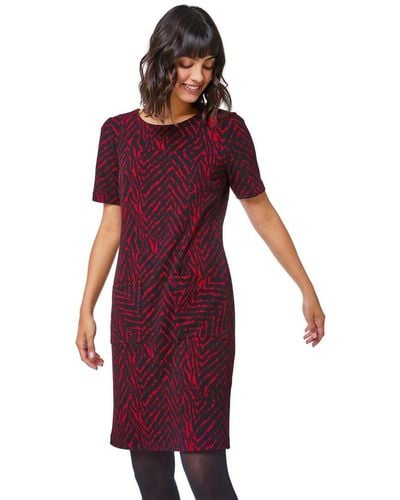 Roman Abstract Print Textured Tunic Dress