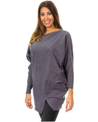 Met Womenss Jumper With Bat Sleeves And Boat Neck 10Dve0780 - Grey