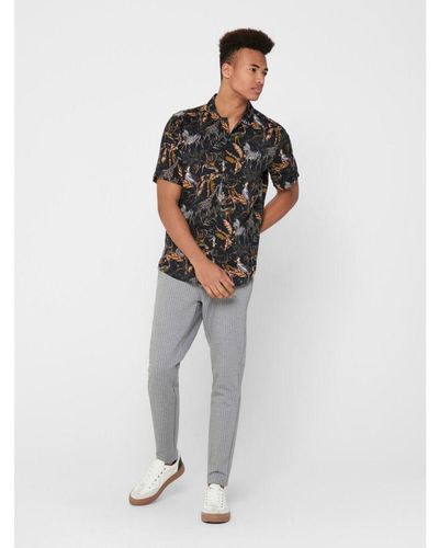 Only & Sons Regular Fit Floral Shirt - White