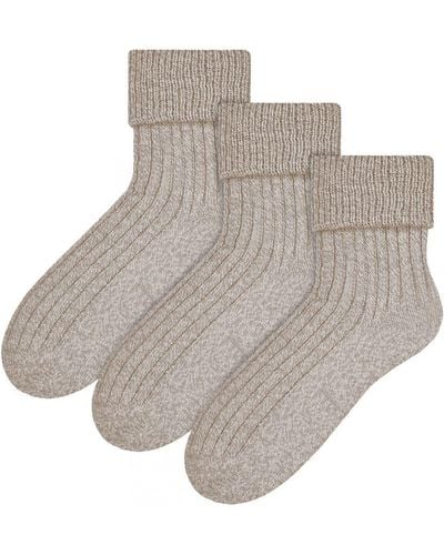 Steve Madden 3 Paar Dames Wol Bed Sokken | Luxe Lichtgewicht Warme Lounge Sokken - Grijs