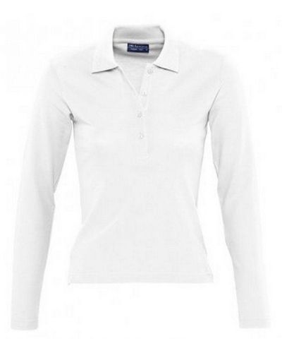 Sol's Ladies Podium Long Sleeve Pique Cotton Polo Shirt () - White