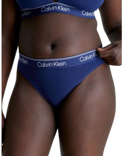 Calvin Klein 000Qf7188E Athletic Cotton Thong - Blue