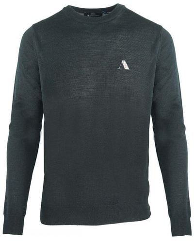 Aquascutum Check A Logo Black Jumper Cotton - Grey