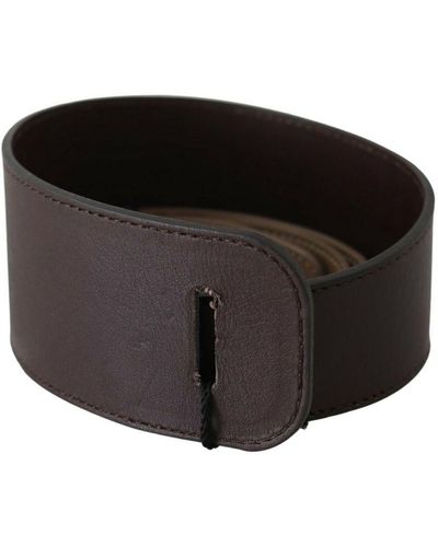 Gianfranco Ferré Brown Genuine Leather Logo Wide Waist Belt - Black