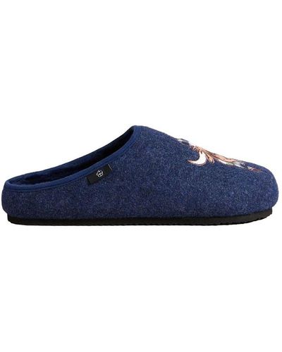 Ted Baker Dohny Cow Graphic Slippers Wool - Blue