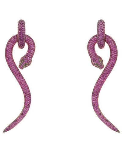 LÁTELITA London Anaconda Snake Drop Earrings Rosegold Sterling - Pink