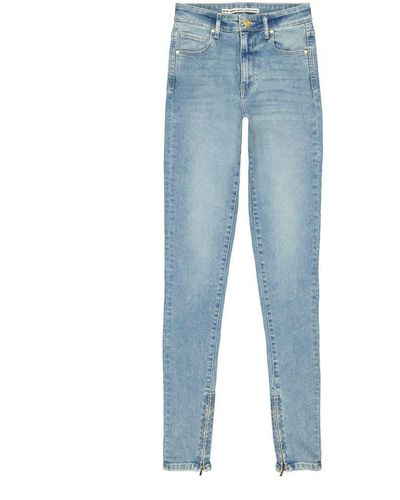 Raizzed Super Skinny Jeans Blossom Zip Mid Blue Stone - Blauw