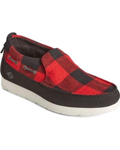 Sperry Top-Sider Moc-Sider Buffalo Check Slip On Shoes - Red