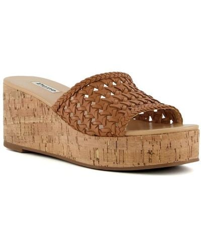 Dune Ladies Katey - Woven Cork-wedge Sandals Leather - Brown