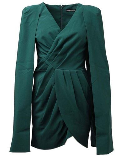 Lavish Alice Womenss Pleated Cape Mini Dress - Green